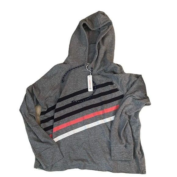 Sundry Diagonal Stripe Hoodie- Heather Grey Size Large - Picture 6 of 10